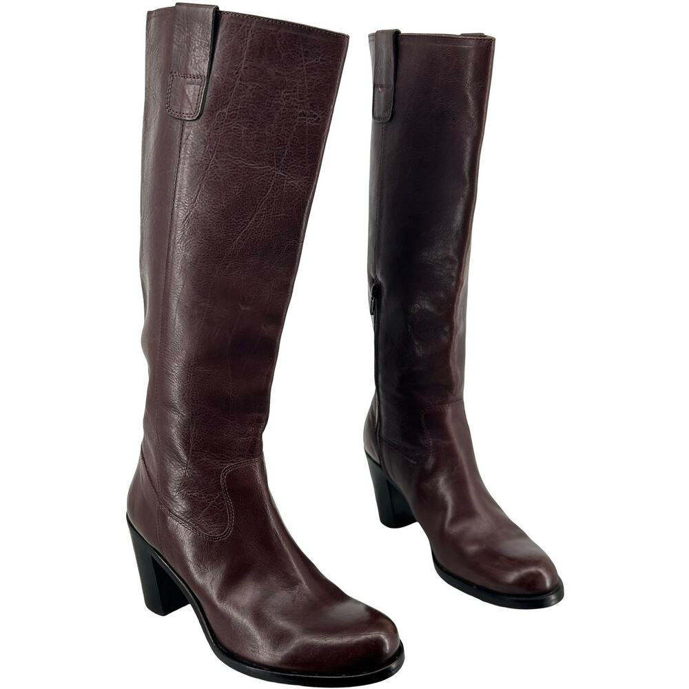 Womens Boemos Burgundy Leather Vero Cuoio Italy Made Knee High Riding Boots sz 9